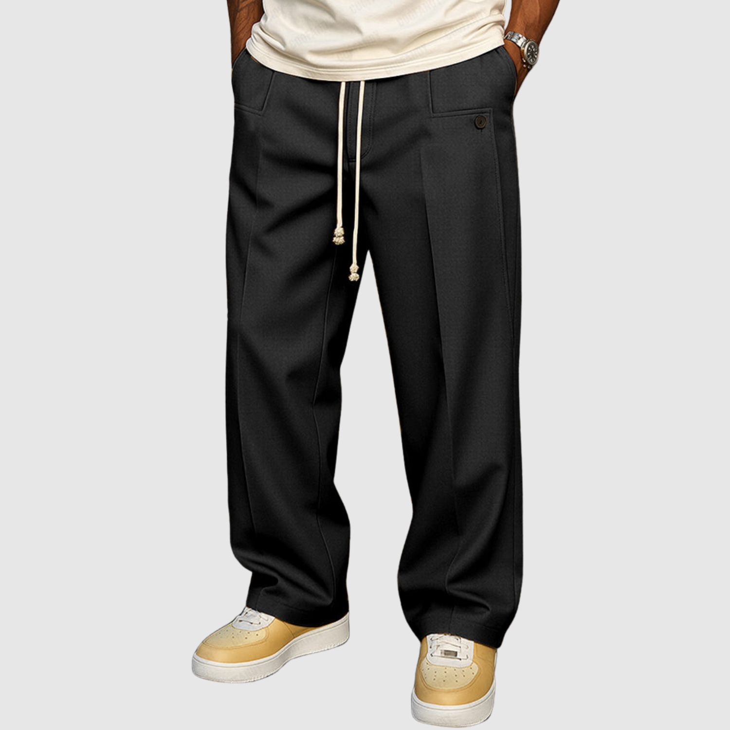 Leo - Každodenní kalhoty s tkaničkami v pase