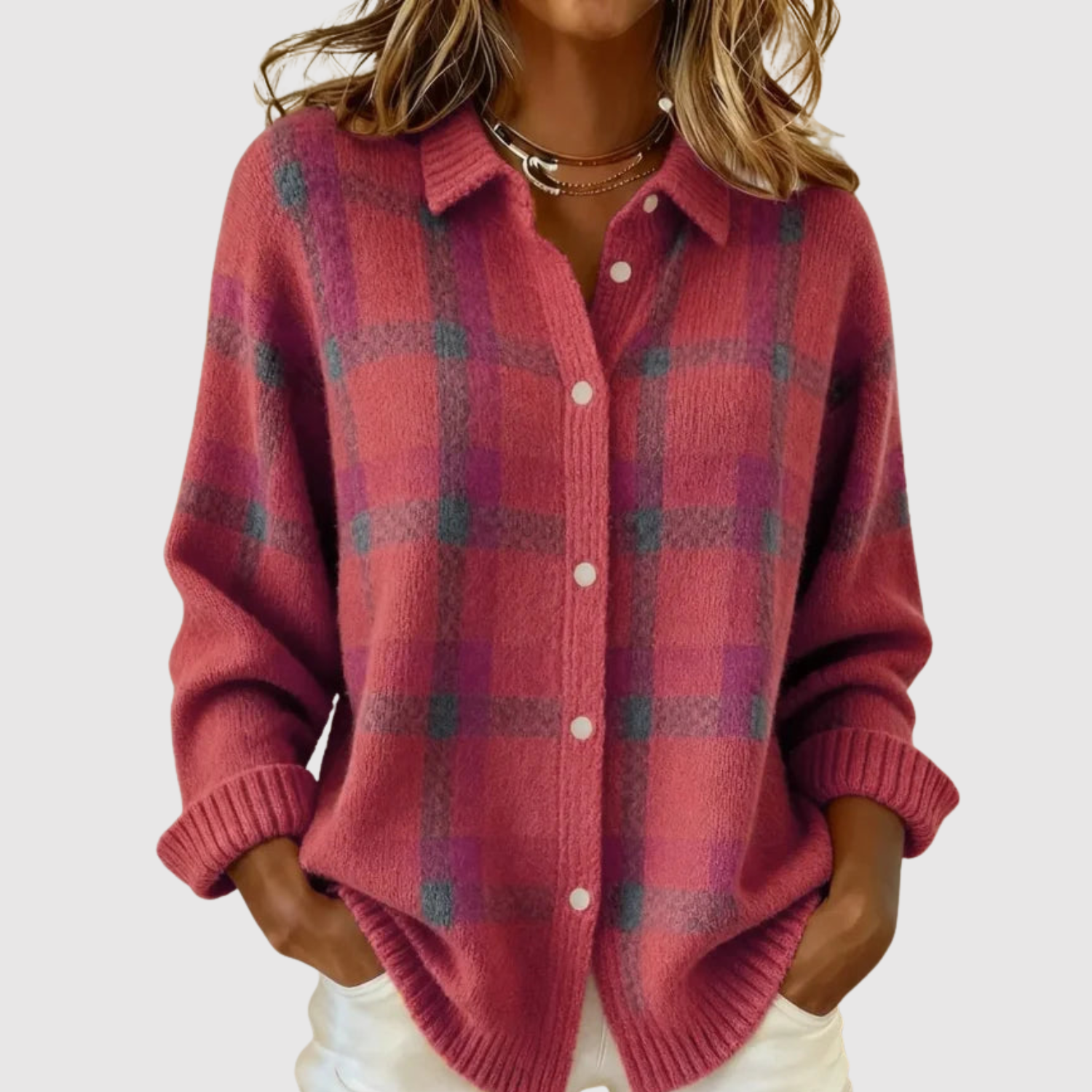 Nora – Retro svetr s kontrastními čtverci