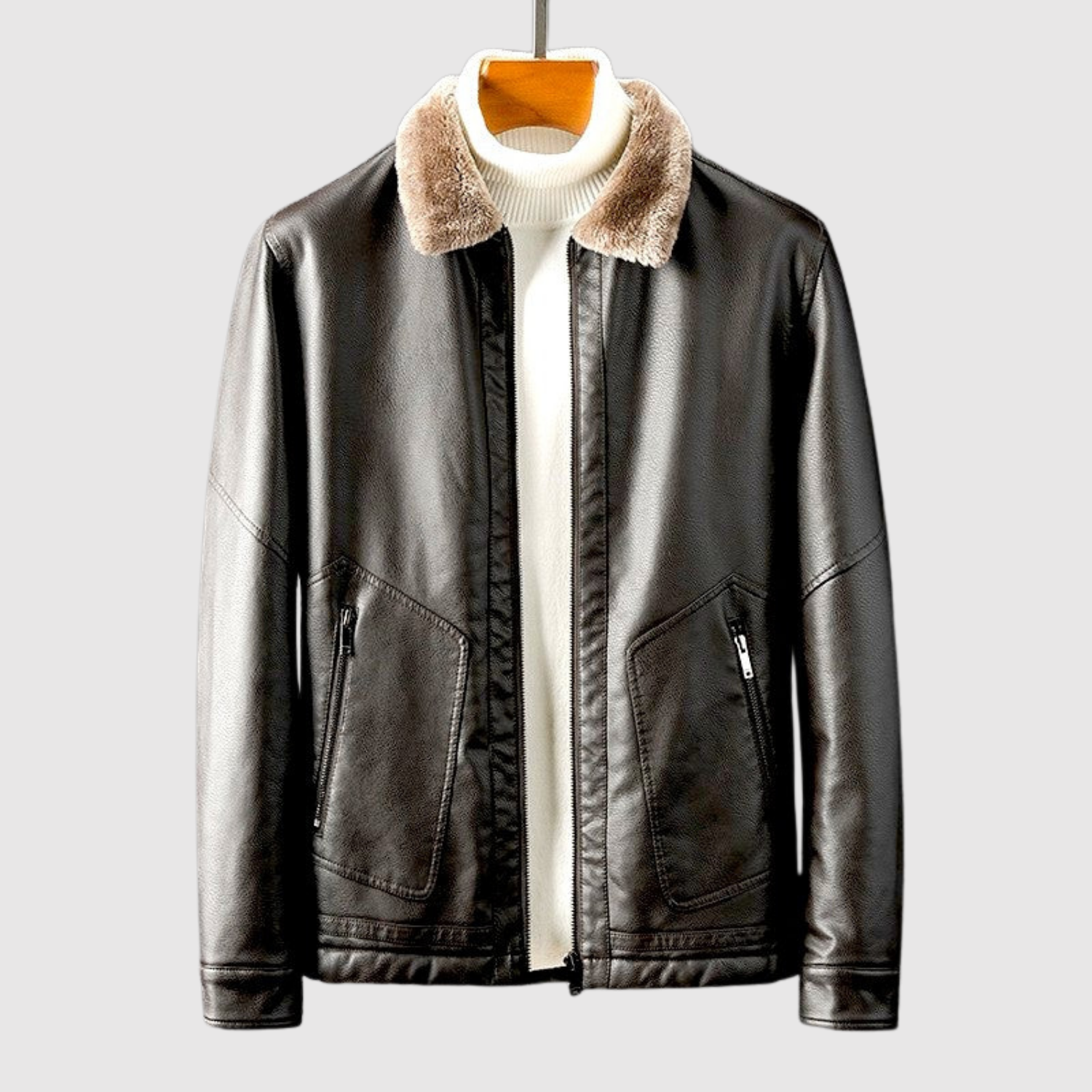 Dorian – Kožená bunda s měkkým límcem ve stylu kožešiny