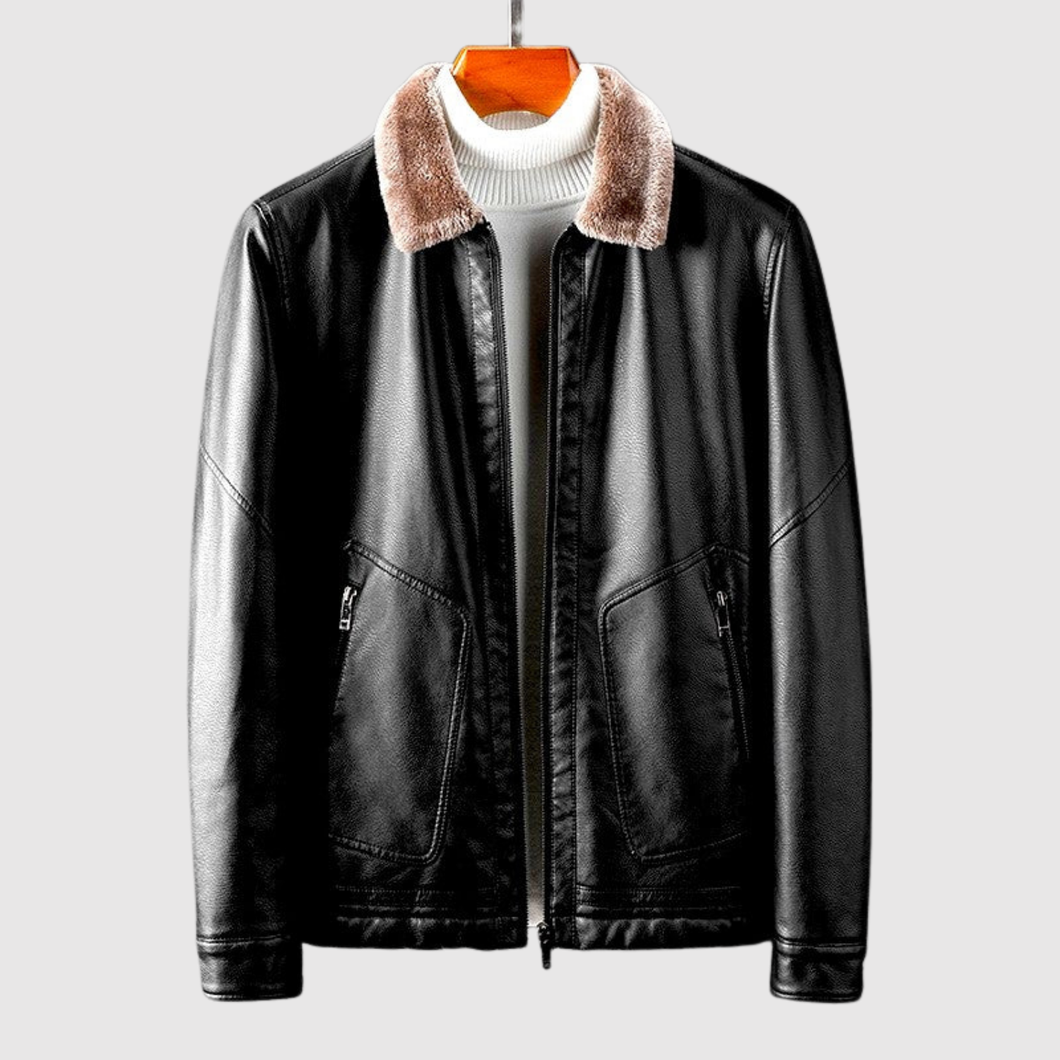 Dorian – Kožená bunda s měkkým límcem ve stylu kožešiny