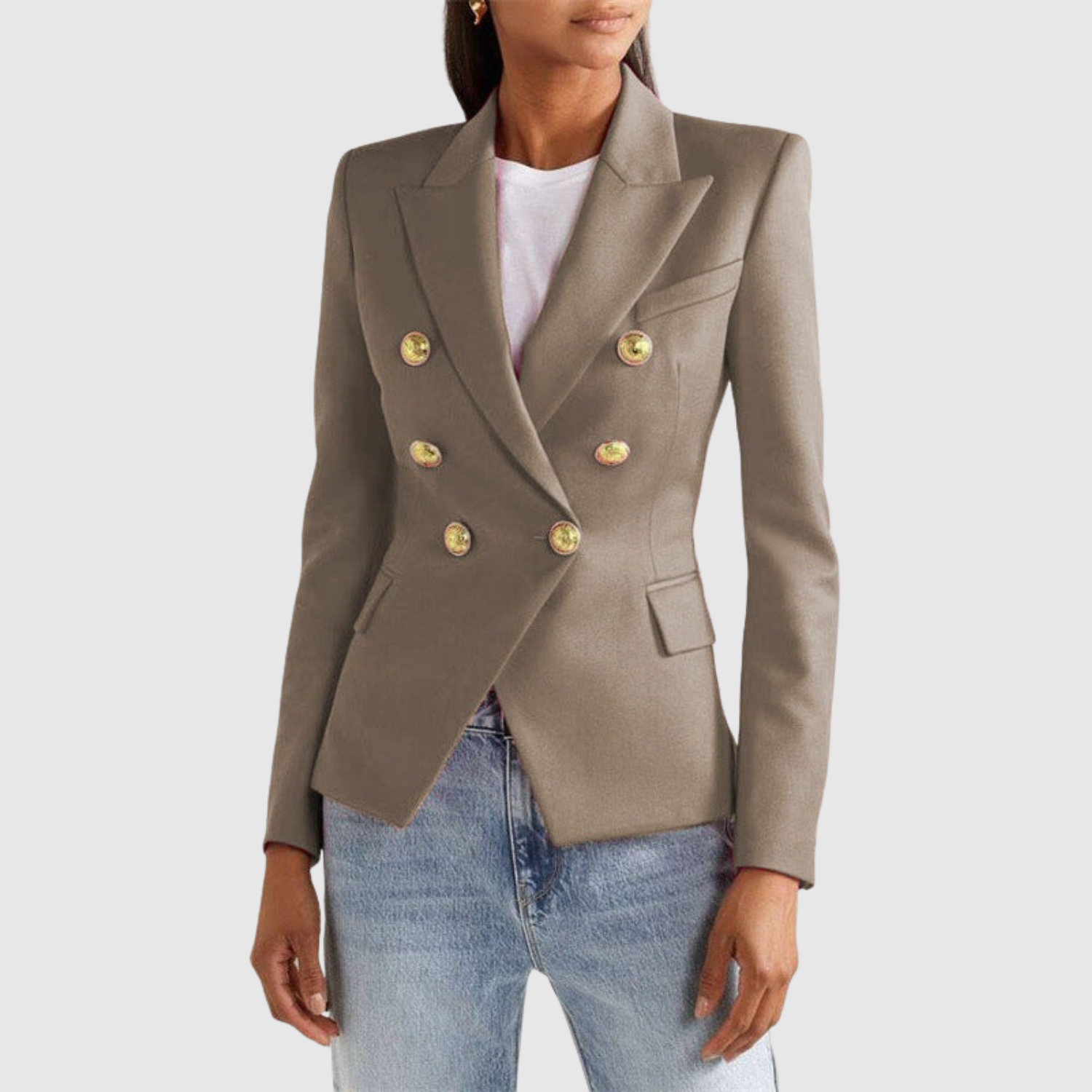 Silvie – Dvoubarevný sako se zlatými knoflíky