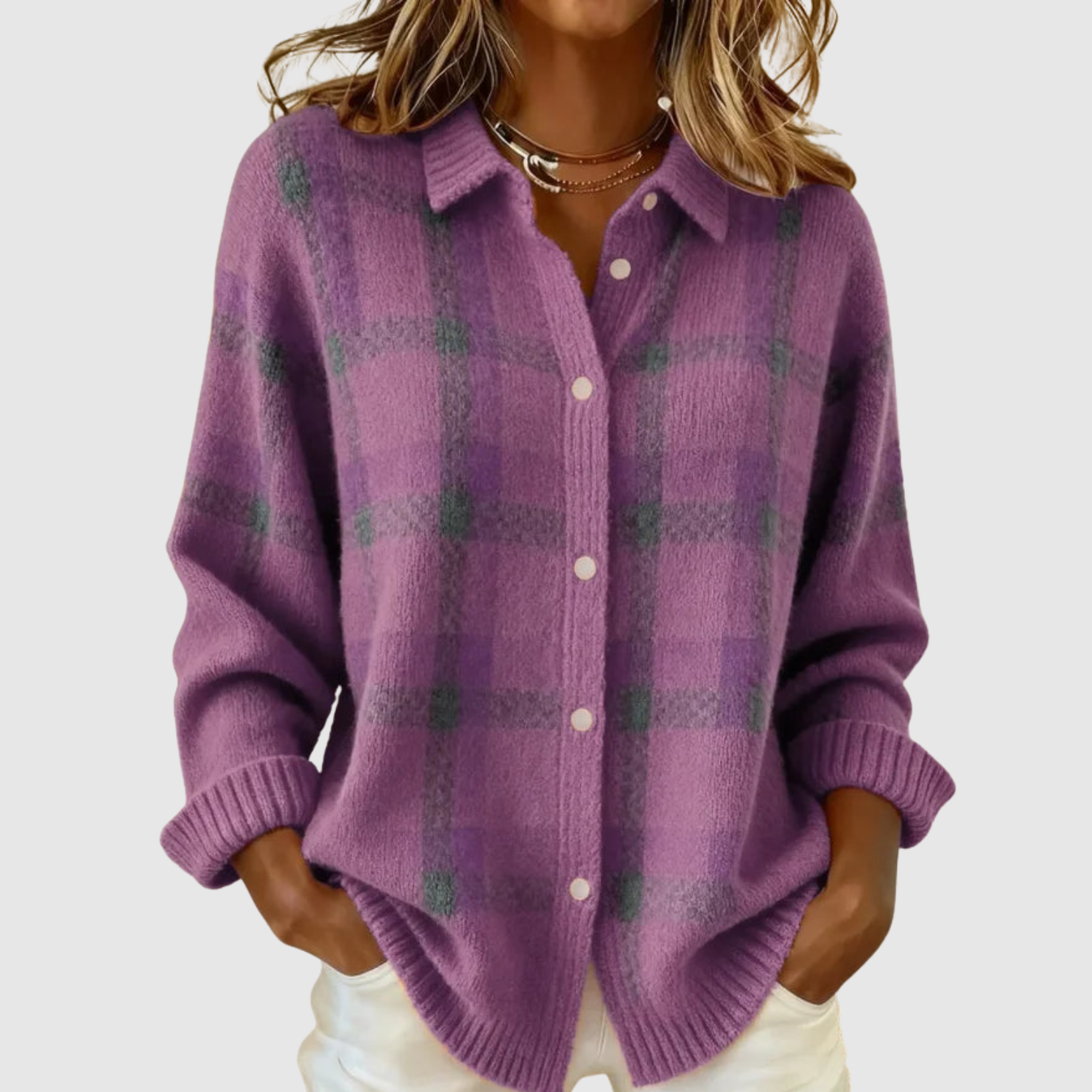 Nora – Retro svetr s kontrastními čtverci