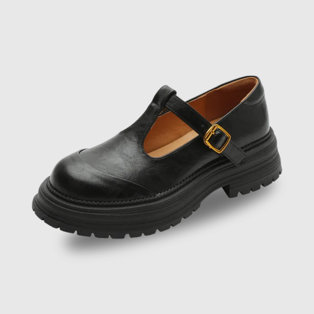 Greta – Retro loafers s přezkou a silnou podrážkou