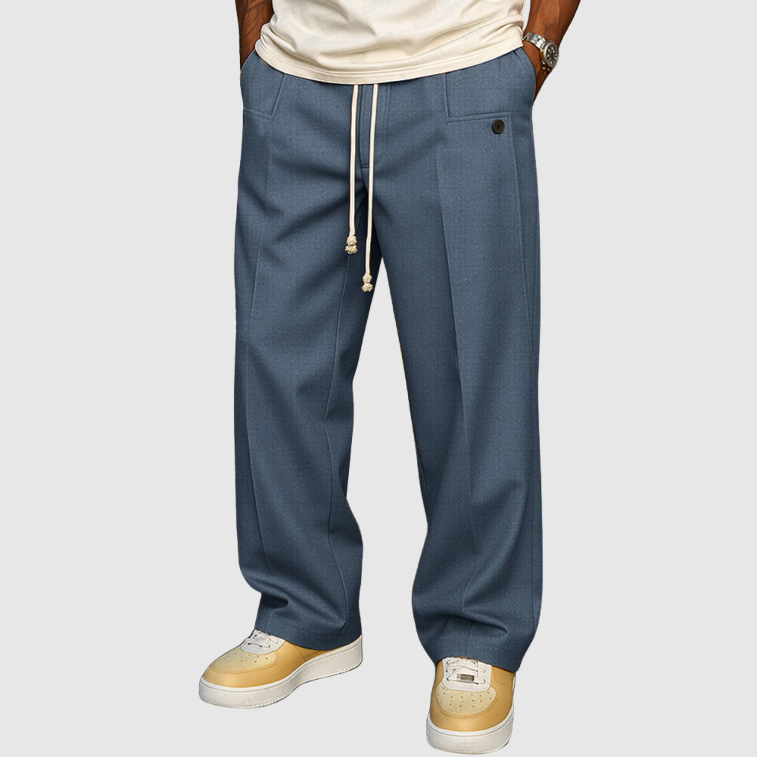 Leo - Každodenní kalhoty s tkaničkami v pase