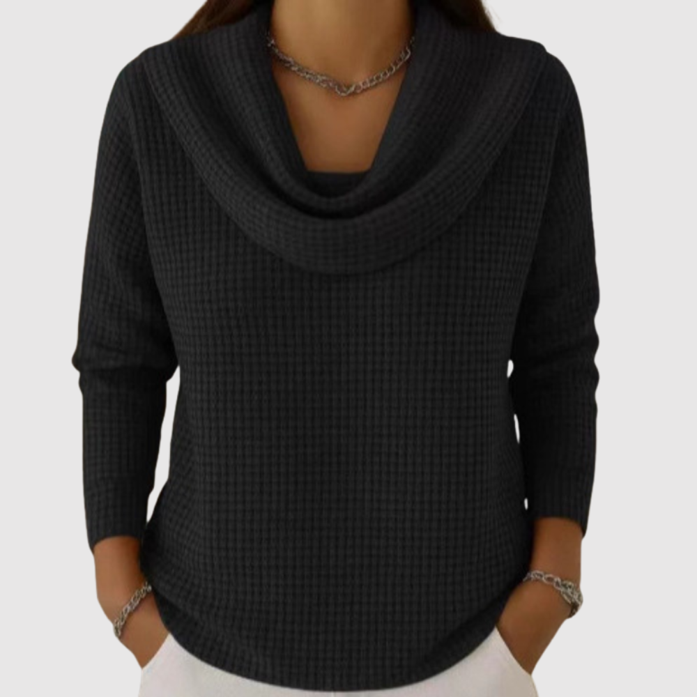 Nora - Teplý svetr s elegantním vodopádovým límcem