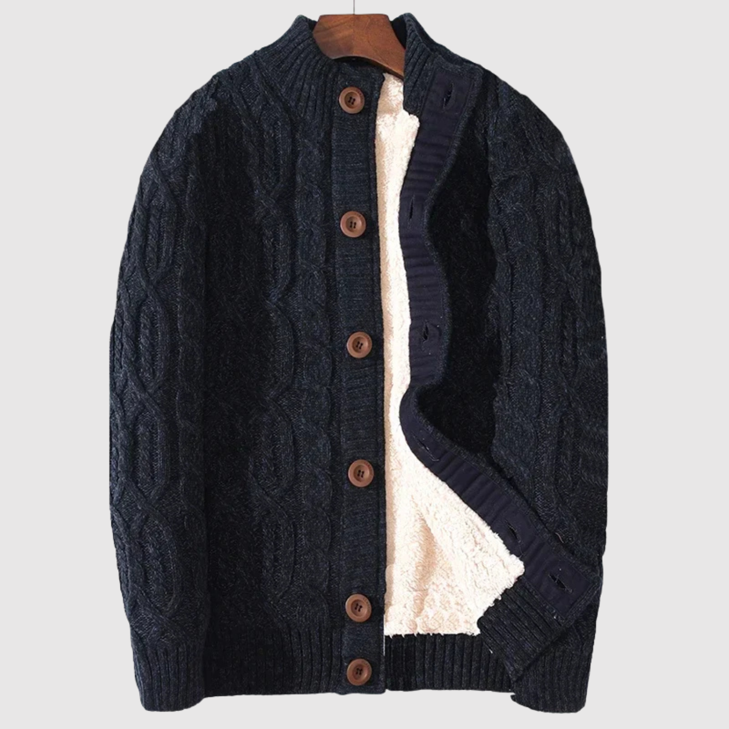 Šimon – Pletený kardigan s knoflíky a podšívkou