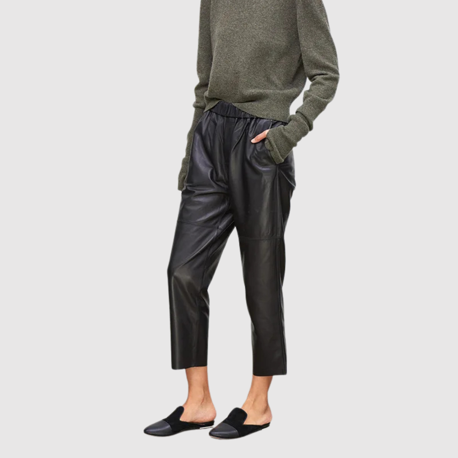 Mira – Kalhoty z koženého materiálu s elastickým pasem