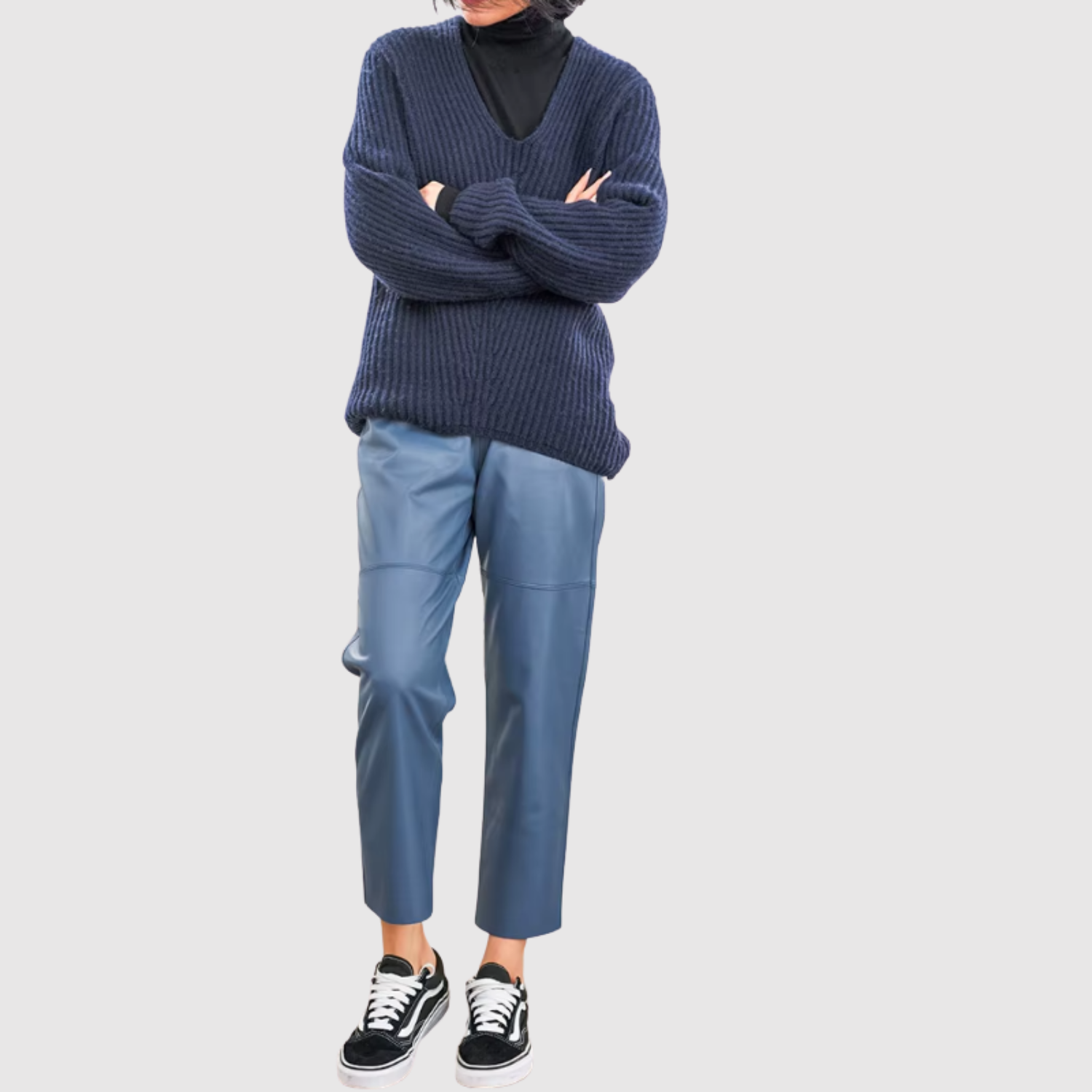 Mira – Kalhoty z koženého materiálu s elastickým pasem