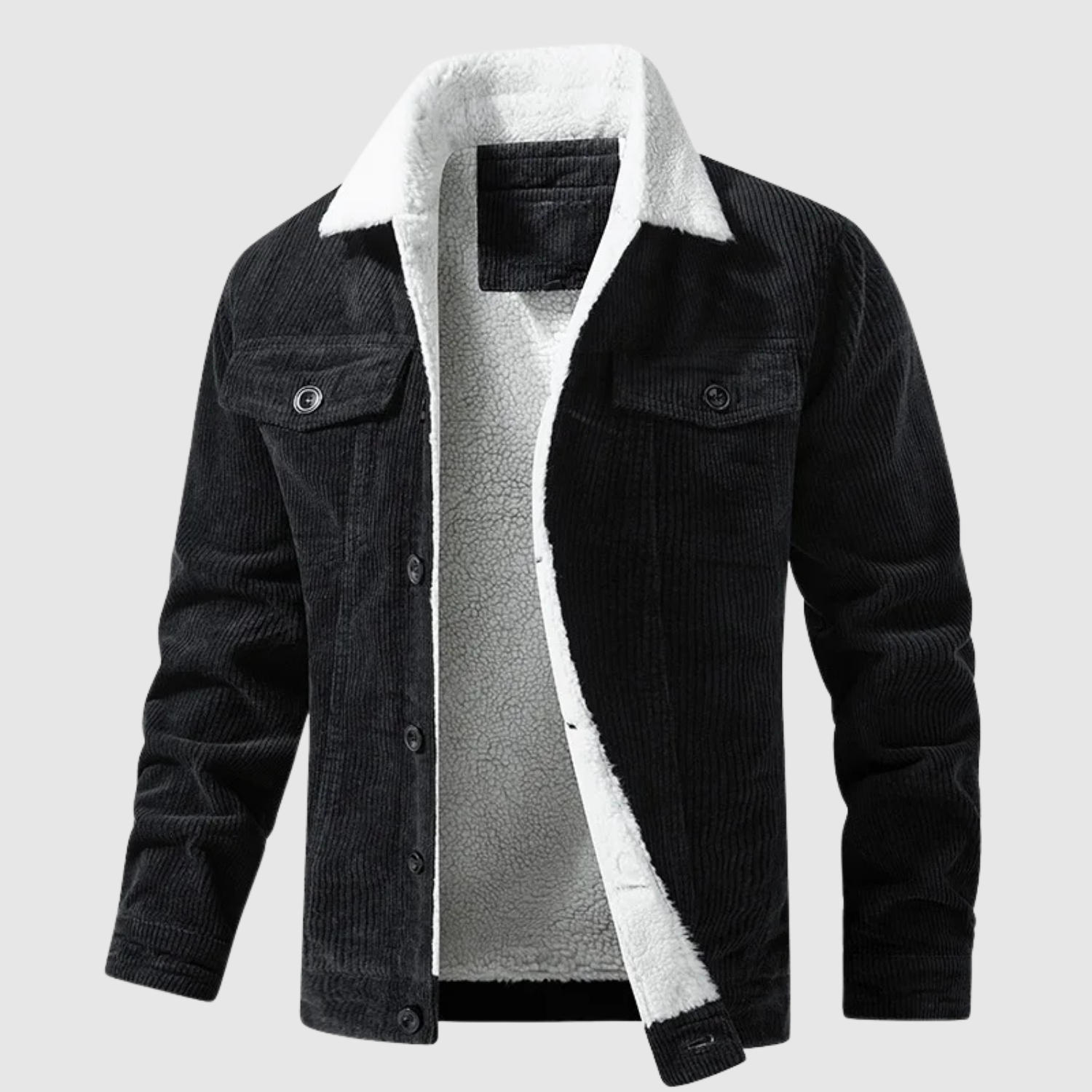 Marek – Teplá sametová bunda s teddy podšívkou a vintage zakončením