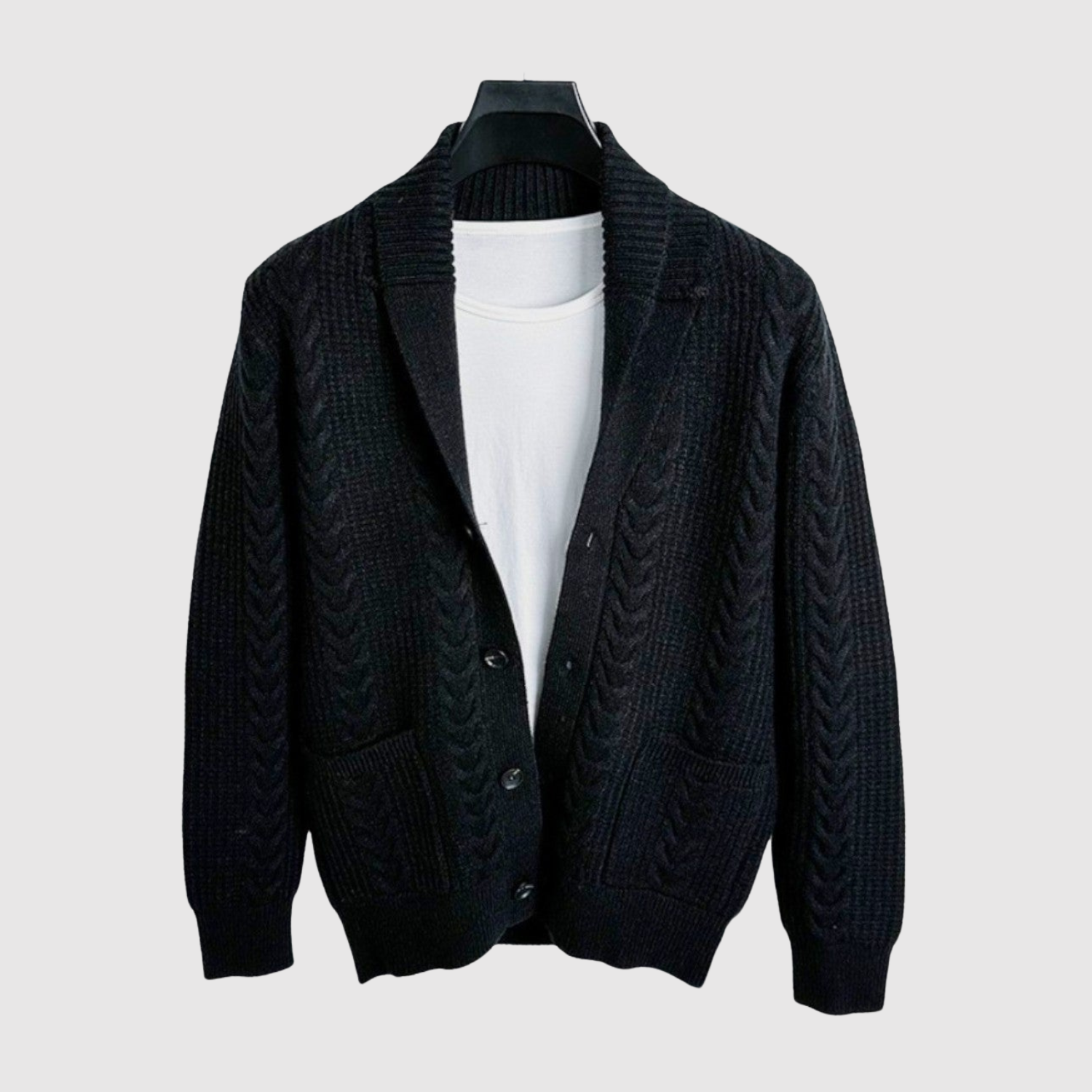 Šimon - Kardigan s rybí pleteninou a reversem