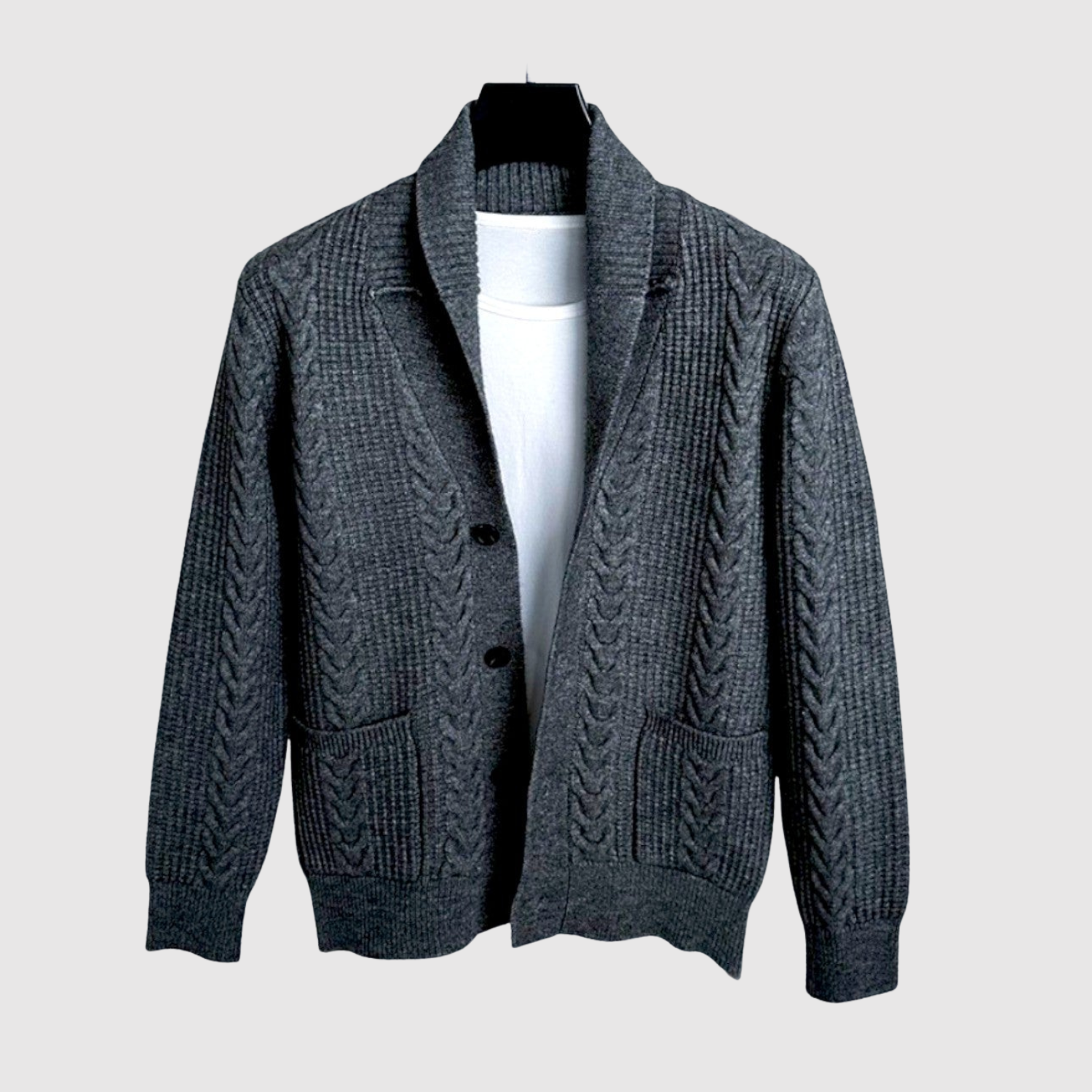 Šimon - Kardigan s rybí pleteninou a reversem