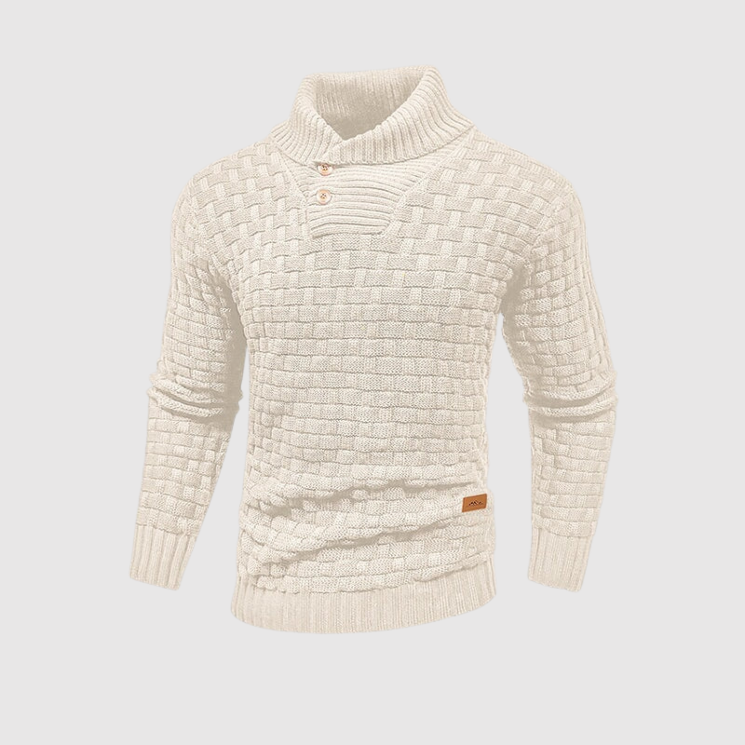 Daniel – Pánský pletený svetr s knoflíky a vysokým límcem