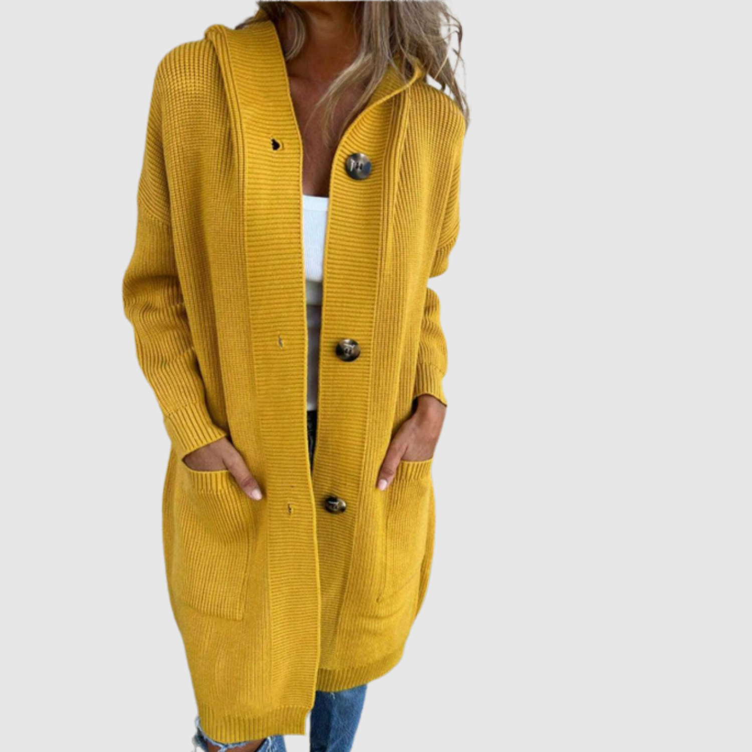Jelena - Dlouhý kardigan s knoflíky pro ženy