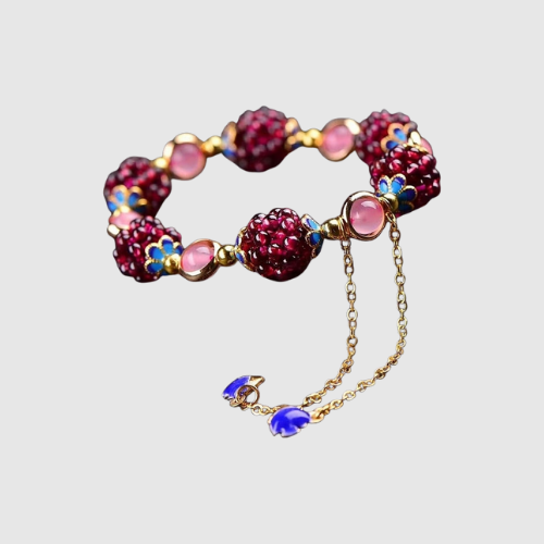 Liana – Umělecký náramek s červenými a modrými krystaly