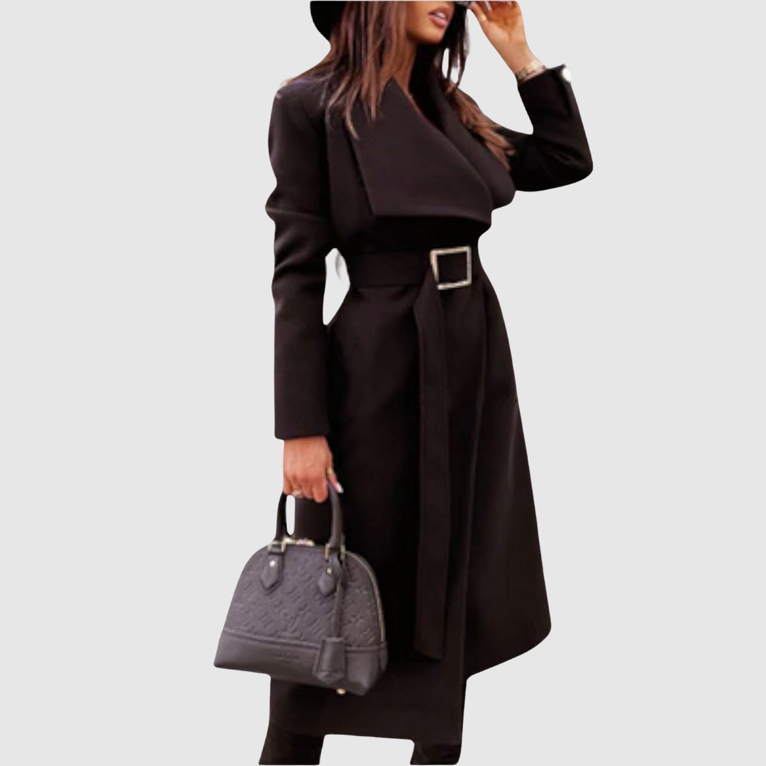 Jelena – Klasický vlněný kabát s páskem a reversem