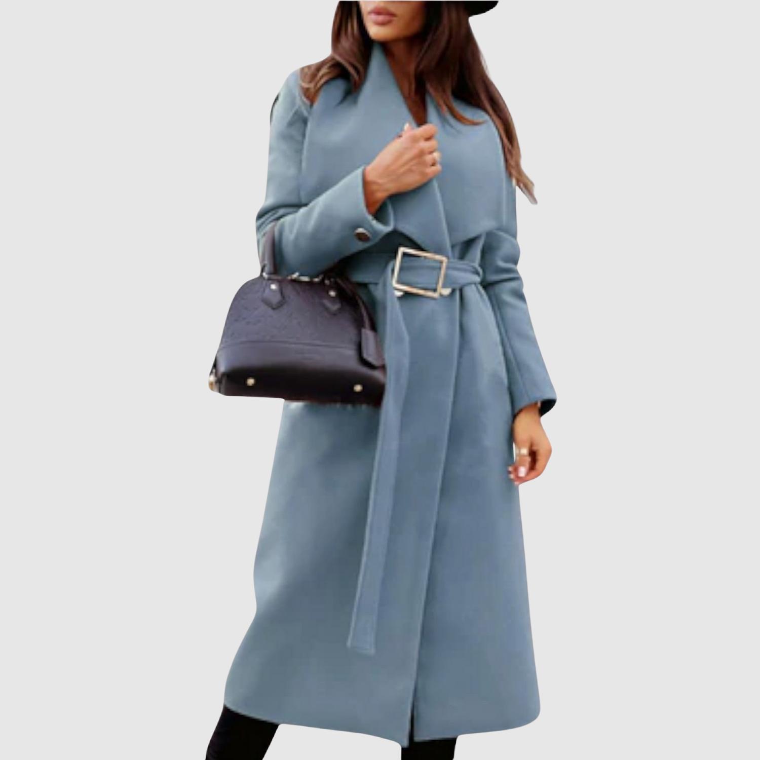 Jelena – Klasický vlněný kabát s páskem a reversem