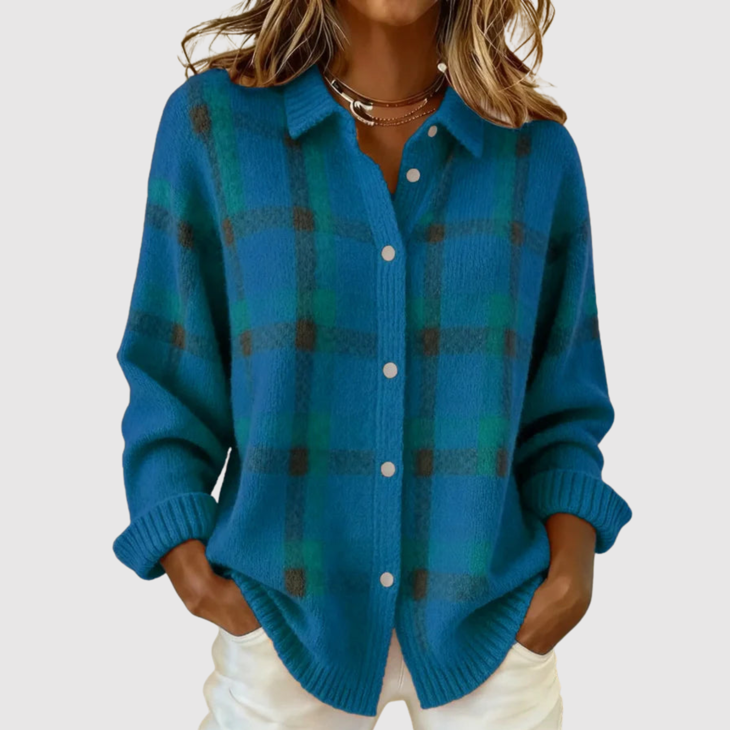 Nora – Retro svetr s kontrastními čtverci