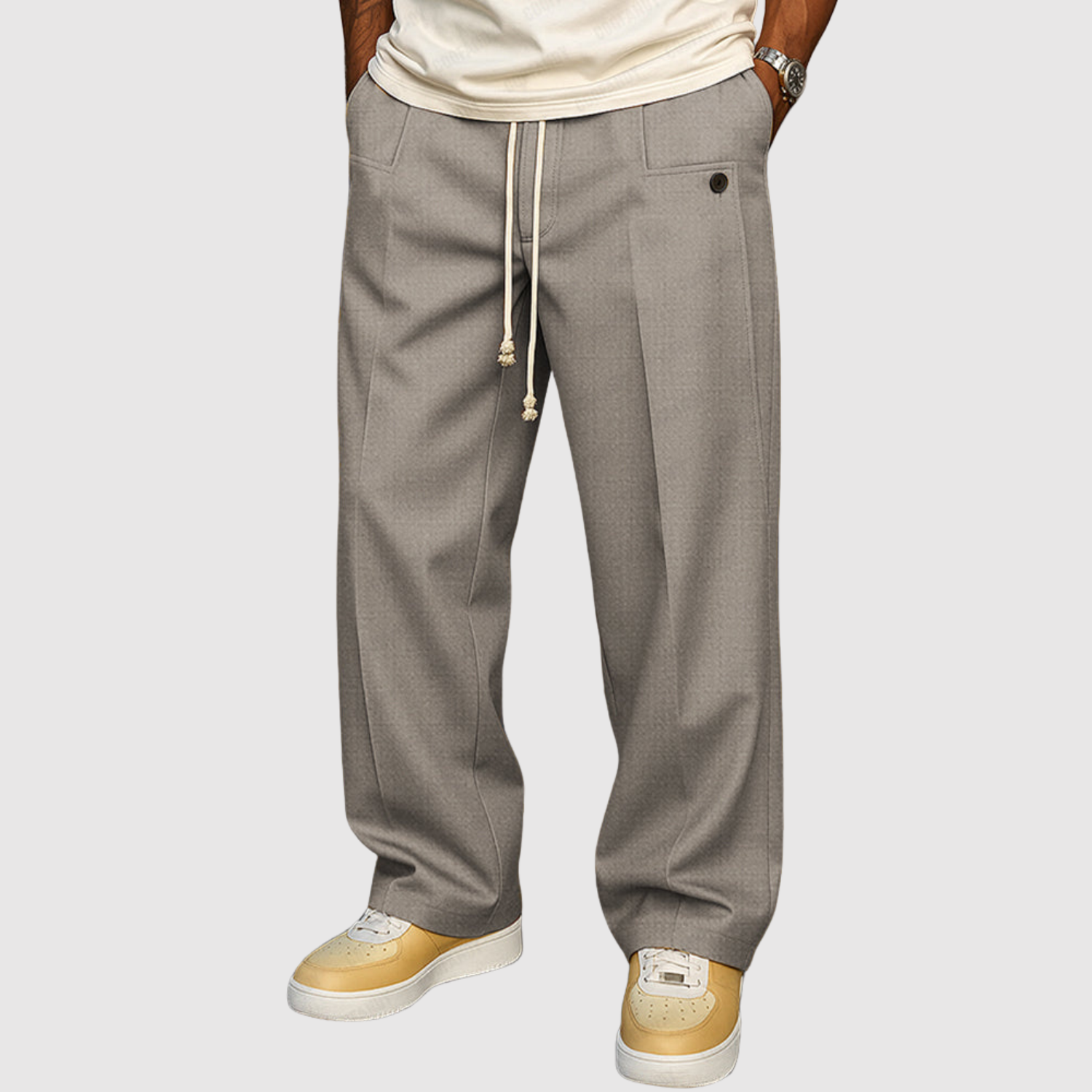 Leo - Každodenní kalhoty s tkaničkami v pase