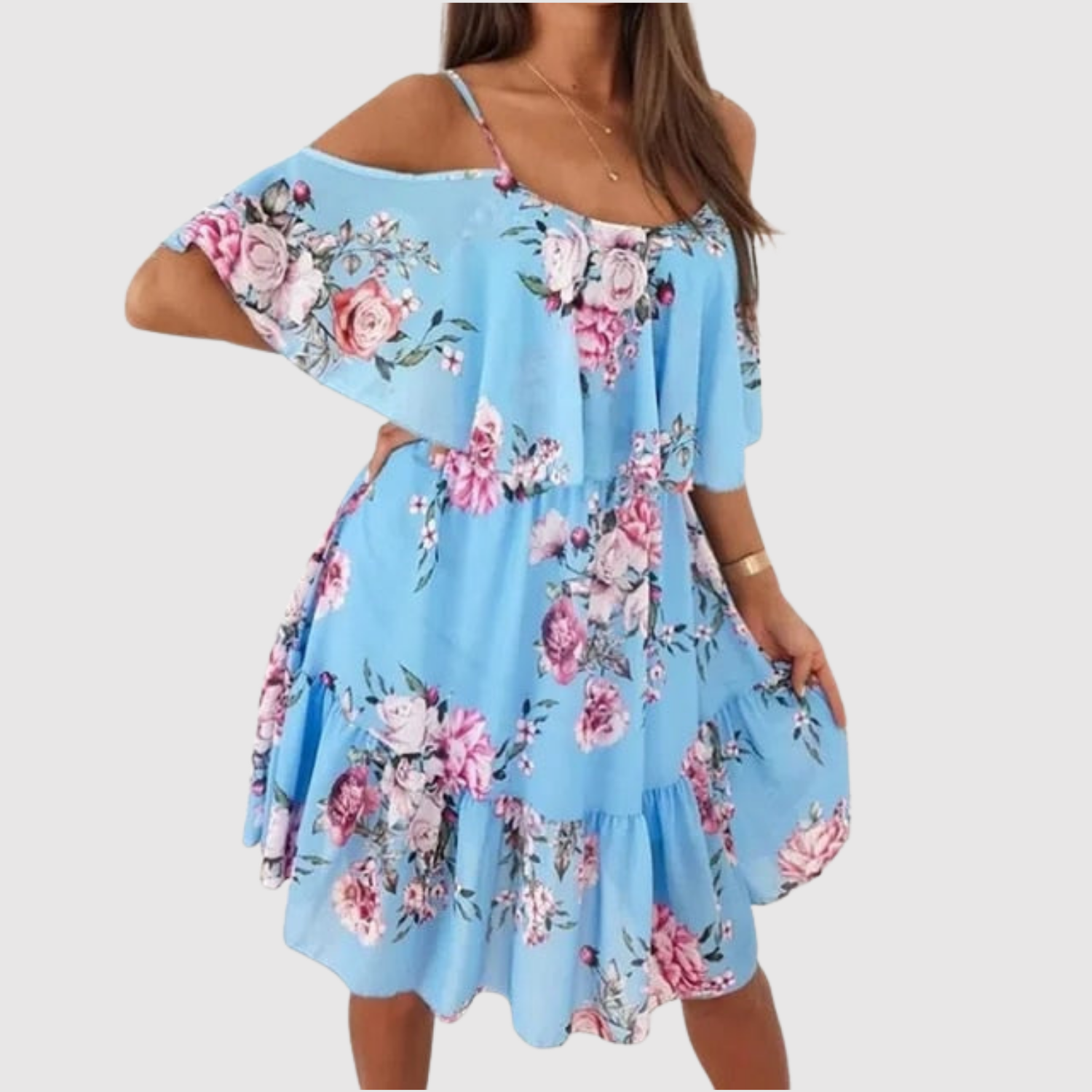 Eliška – Šaty bez ramínek s květinami