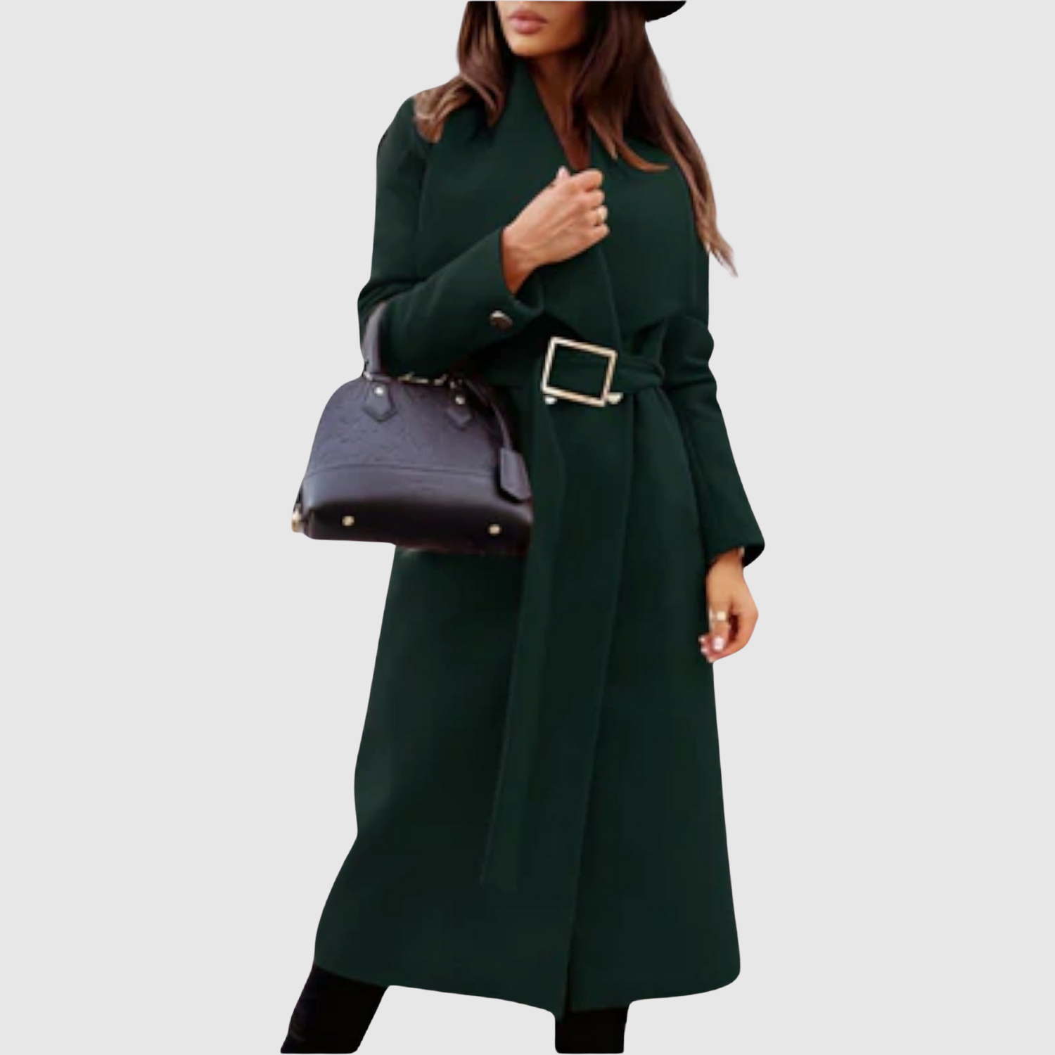 Jelena – Klasický vlněný kabát s páskem a reversem