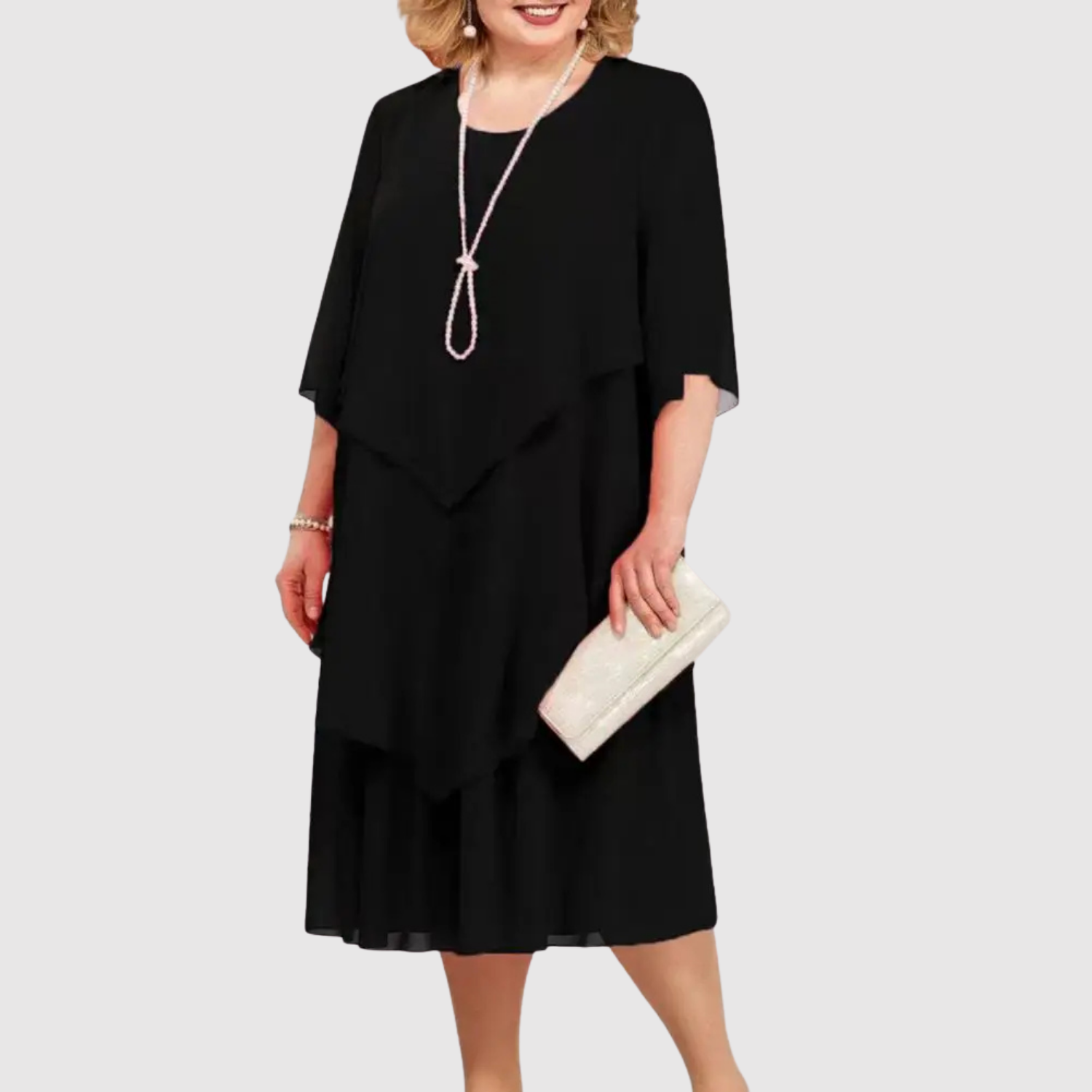 Eliška – Elegantní šaty s vícevrstvým designem a volným siluetem