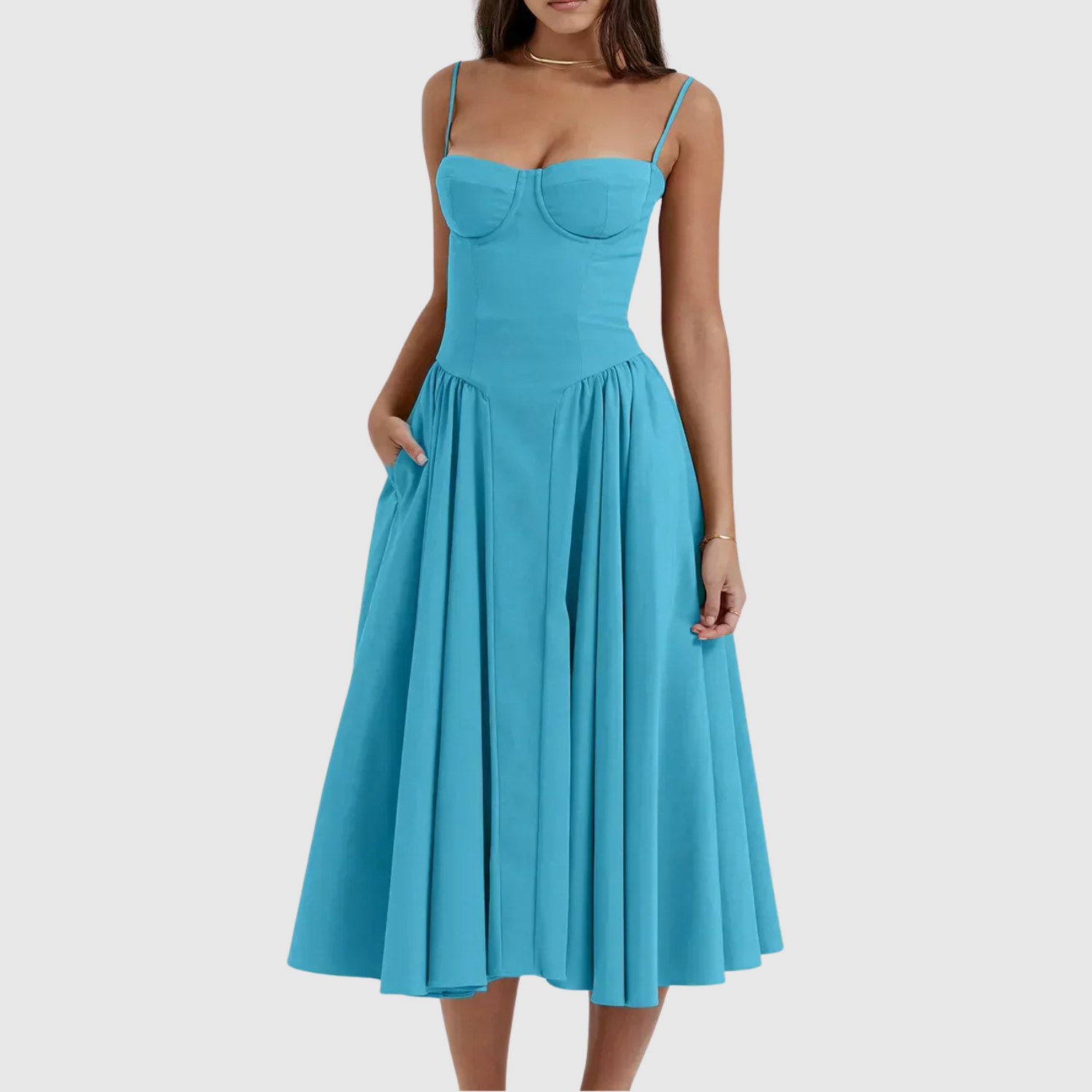 Eliška – Elegantní šaty s spadlými ramínky