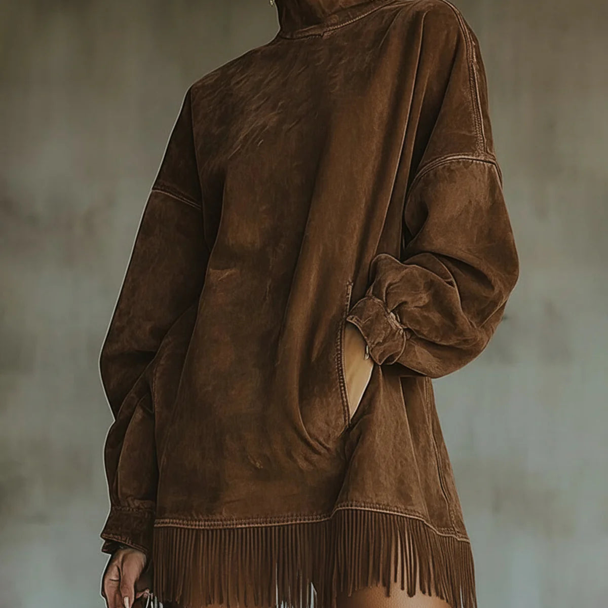 Sabrina | Pohodlné Suede Fringe Šaty