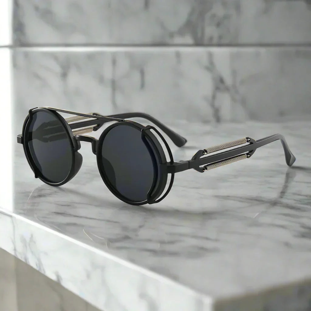 Alex – Kulaté retro sluneční brýle s barevnými čočkami