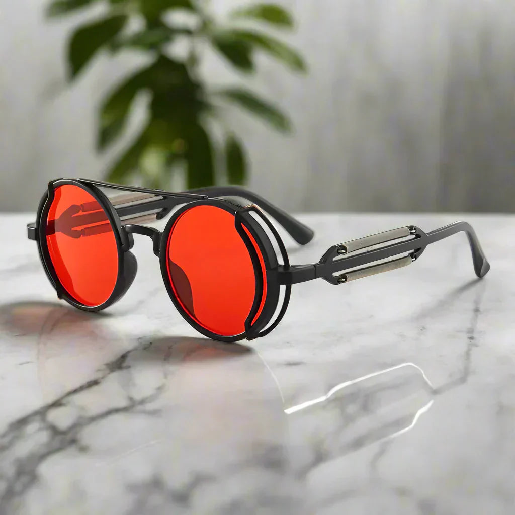 Alex – Kulaté retro sluneční brýle s barevnými čočkami