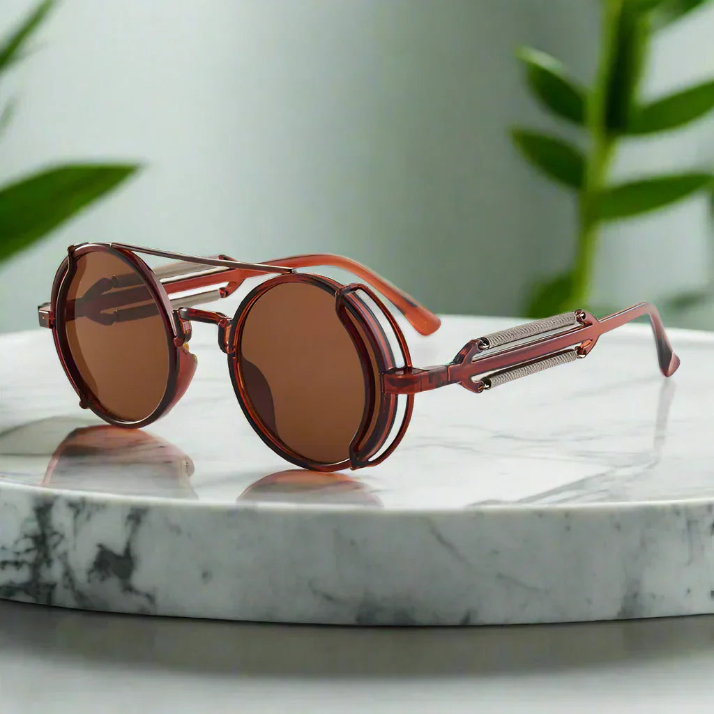 Alex – Kulaté retro sluneční brýle s barevnými čočkami