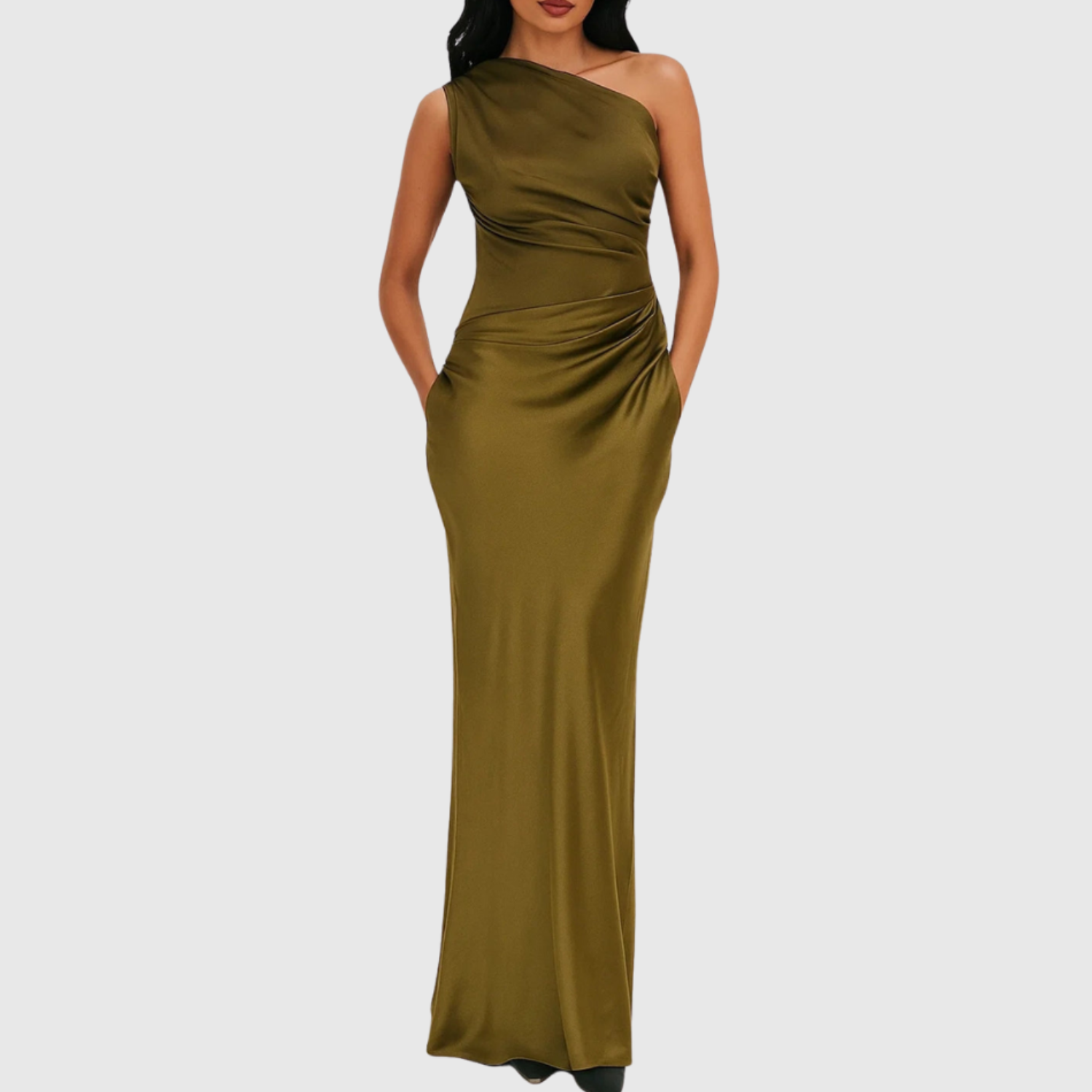 Eliška – Elegantní jednoramenné šaty s prodlouženým siluetem