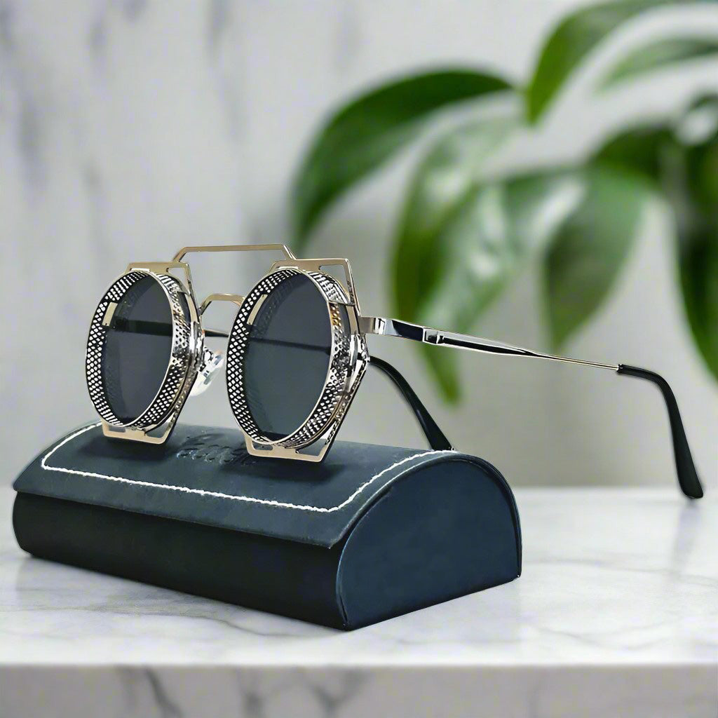 Alex – Kulaté retro sluneční brýle z kovu