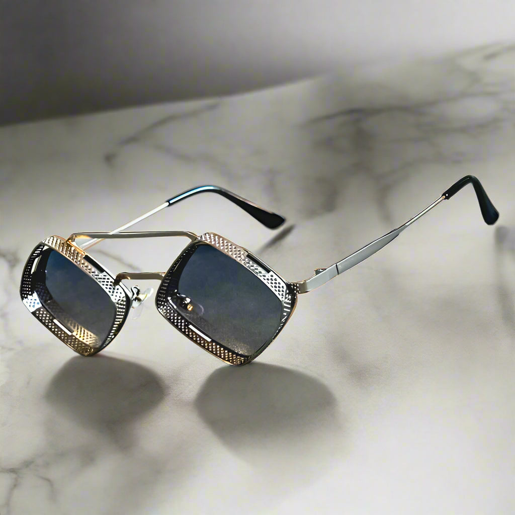 Alex – Sluneční brýle s šestihranným rámem a zrcadlovými skly