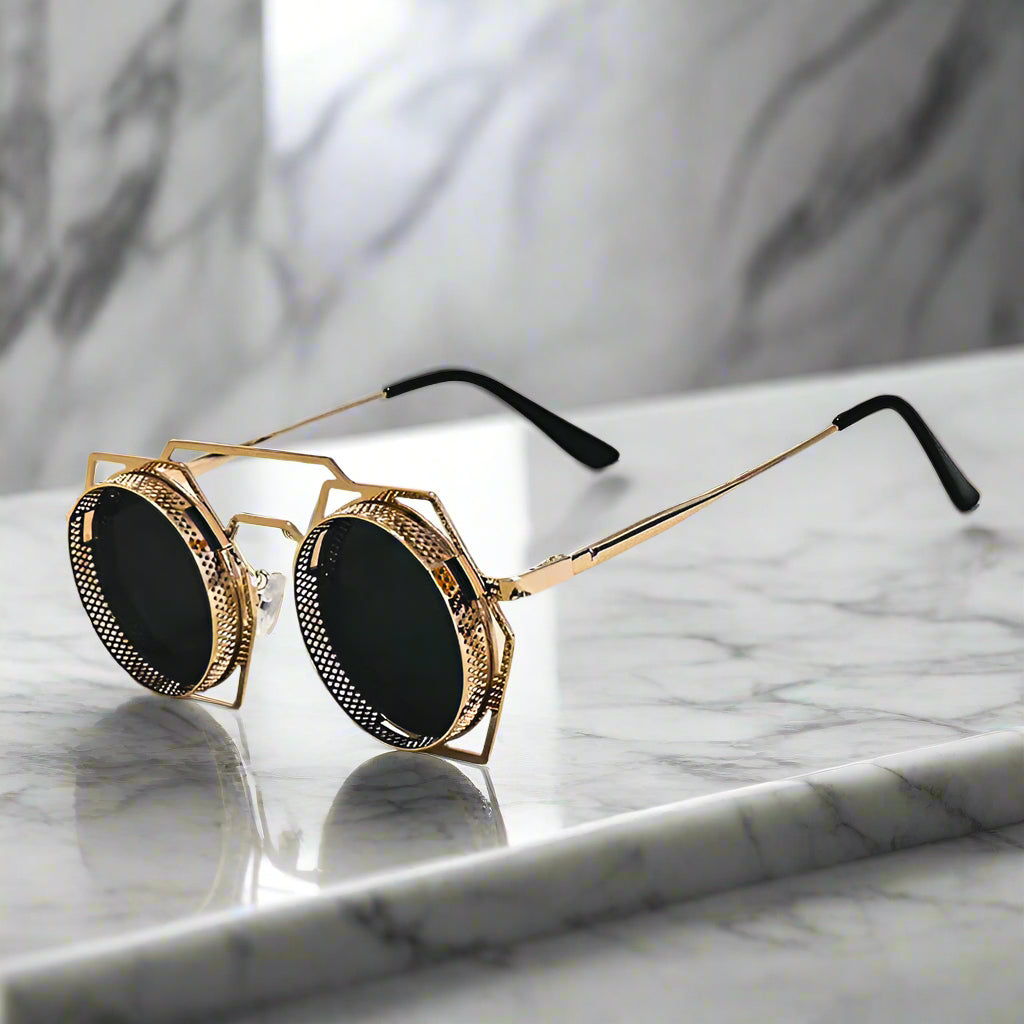 Alex – Kulaté retro sluneční brýle z kovu