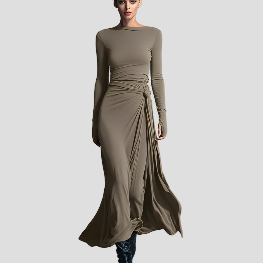 Anna – Šedé elegantní šaty z elastické směsové tkaniny